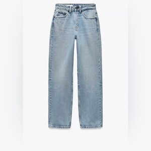 ZARA MOM'S JEAN High Waisted Straight Jeans Light Blue